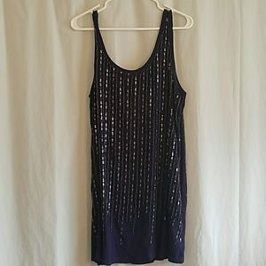 Sequin beaded blue dress